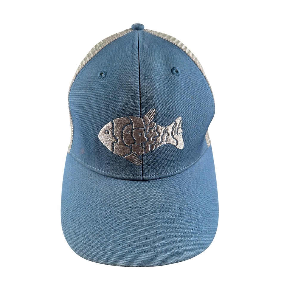 Patagonia "Fish People" Trucker Hat Blue Mesh Snapback Embroidered Fish Logo Cap